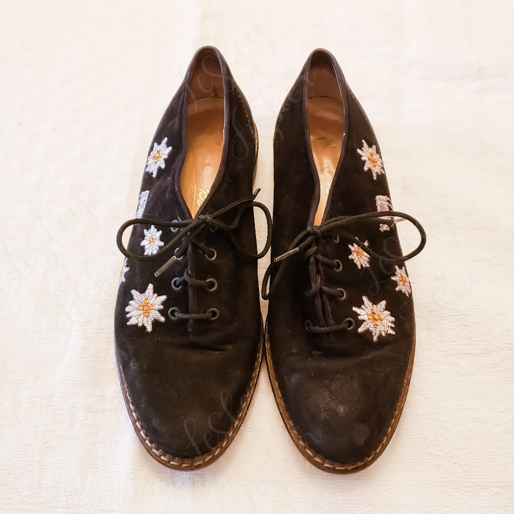 Haus Behr Embroidered Suede Oxfords - Picture 1 of 7